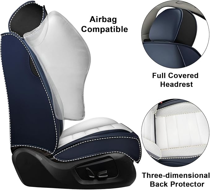 AREKA 2 Seat Covers for Honda Civic 2002-2026 Breathable Car Seat Covers,Anti-Slip Waterproof Car Seat Protectors with Airbag,Automotive Vehicle Cushion with Storage Pockets (Standard,Blue)