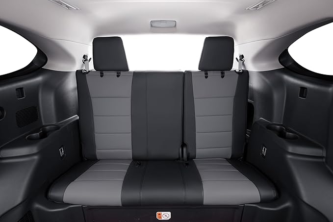 coverdream Highlander Leather Seat Covers Full Set for 2020-2026 Toyota Highlander SUV Seat Cushion,2nd-Row 40/60 Split Bench Seats,Fully Covered,Luxury Waterproof Car Seat Protector (Black/Gray)