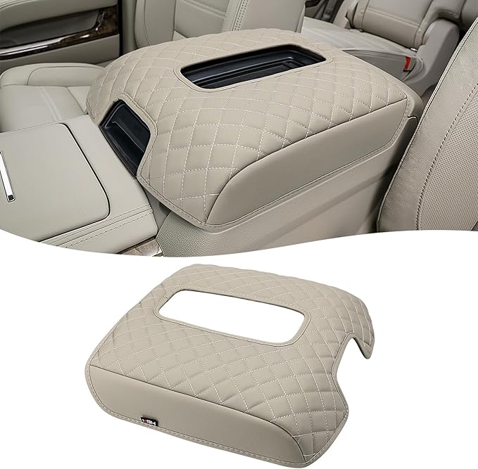 KBH Center Console Armrest Cover for Chevy Suburban Tahoe & GMC Yukon 2015-2020, Silverado & Sierra 1500 2500 3500 2014-2018, Bucket Seat, Customized Arm Rest Lid Protective Cushion, PU Leather