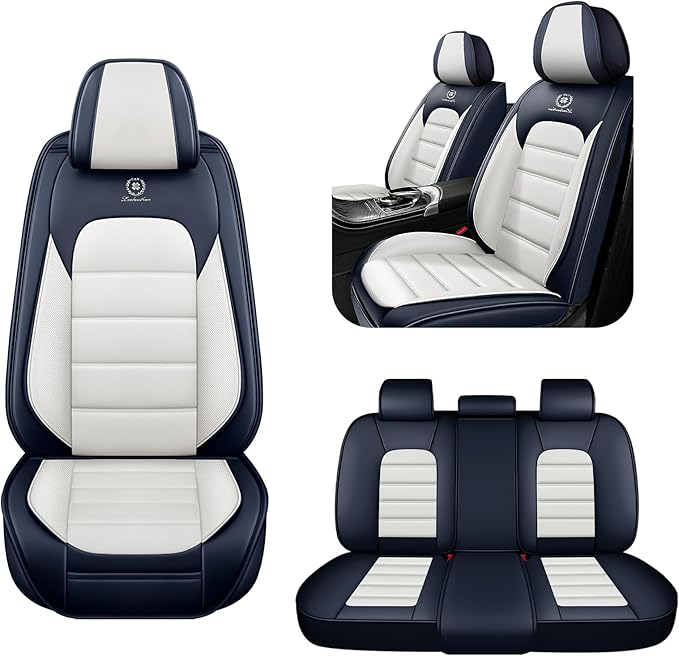 AREKA 5 Seat Covers for Honda Civic 2002-2026 Breathable Car Seat Covers,Anti-Slip Waterproof Car Seat Protectors with Airbag,Automotive Vehicle Cushion with Storage Pockets (Standard,Blue)