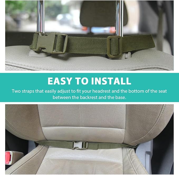 Car Seat Back Organizer, Tactical MOLLE Sag Proof Vehicle Panel Backseat Cover Protector, Universal Molle Nylon Storage Bag Seat Back Hanger Pad for Car Truck SUV Pickup (Army Green)