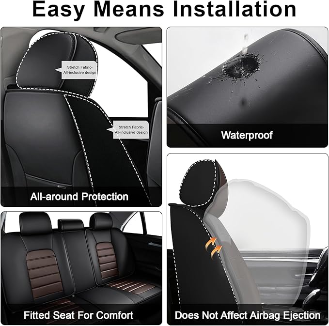 AREKA 2 Seat Covers for Honda Accord 2003-2026 Breathable Car Seat Covers,Anti-Slip Waterproof Car Seat Protectors with Airbag,Automotive Vehicle Cushion with Storage Pockets (Standard,Brown)