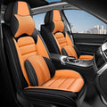 AREKA 2 Car Seat Covers for Honda Civic 2002-2026 Breathable Leather,Waterproof Car Seat Protectors with Comfort Headrest Pillows,Automotive Vehicle Cushion with Storage Pockets (Luxury,Orange)