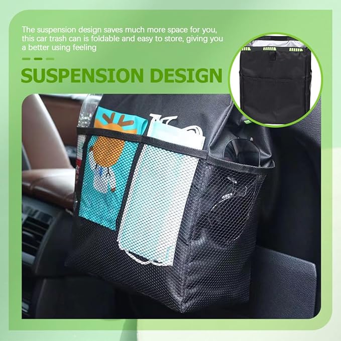 Unomor Waterproof Car Seat Back Organizer Large Capacity Multi-Functional Storage Hanging Bag with Trash Can for Backseat Car Storage and Travel Use