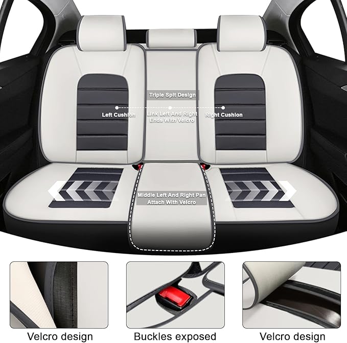 AREKA 5 Seat Covers for Honda Civic 2002-2026 Breathable Car Seat Covers,Anti-Slip Waterproof Car Seat Protectors with Airbag,Automotive Vehicle Cushion with Storage Pockets (Standard,Gray)