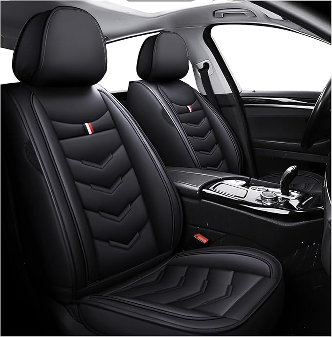 MVRVMV 2-Seat Car Seat Covers for Honda Pilot 2010-2026, Waterproof Non-Slip Wear-Resistant Leather Seat Cover (2 Seat Standard, Black)