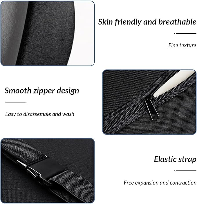 Car Headrest & Lumbar Support Cushion for Citroen DS3 C5 C3 C2 C4 C6, Ergonomic Automotive Seat Neck Pillow Lumbar Backrest Pad Neck Back Pain Relief Detachable Washable, Gray