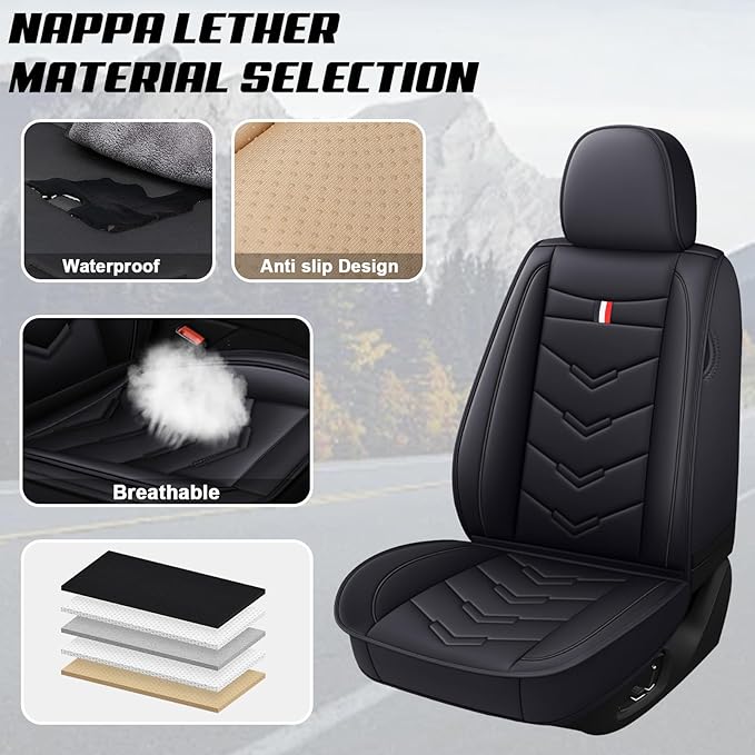 MVRVMV 5-Seat Car Seat Covers for Ford Explorer 2012-2026, Waterproof Non-Slip Wear-Resistant Leather Seat Cover (5 Seat Standard, Black)