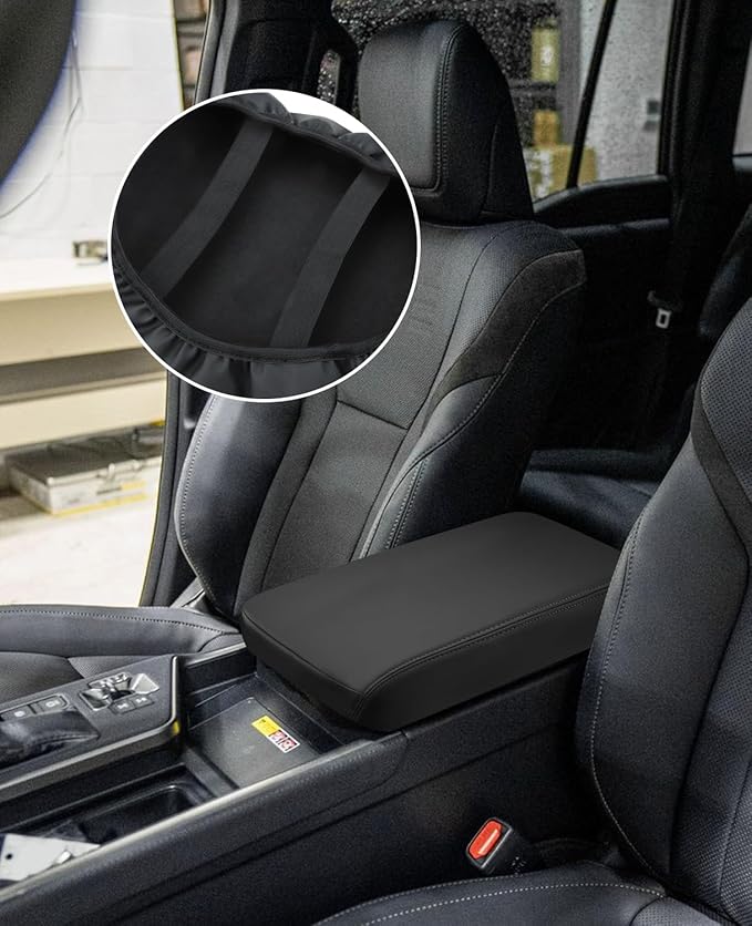 INTGET for 2024 2025 2026 Lexus GX 550 Center Console Cover Leather with Thin Pad Center Arm Rest Cover Middle Console Protector for Lexus GX 550 Accessories 2024 2025 2026 (Black Stitches)