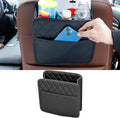 Car Seat Back Organizer, PU Leather Vehicle Backseat Hanging Storage Pocket, Multipurpose Auto Travel Essentials Accessories for Kids & Adults, Universal for Most Cars (Black)