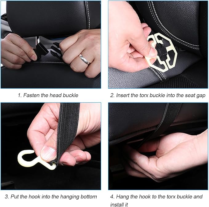 Car Seat Back Organizer, Leather Vehicle Seatback Storage Pocket with Foldable Table Tray, Multifunctional Automotive Backseat Protectors Kick Mats Accessories, Universal Fit (Beige)