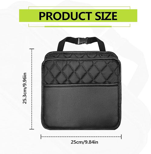 1Pack Car Seat Back Organizer, PU Leather Hanging Organizer, Multipurpose Storage Bag for Small Items, Waterproof Easy To Clean Car Accessories, for Car SUV Truck (Black)