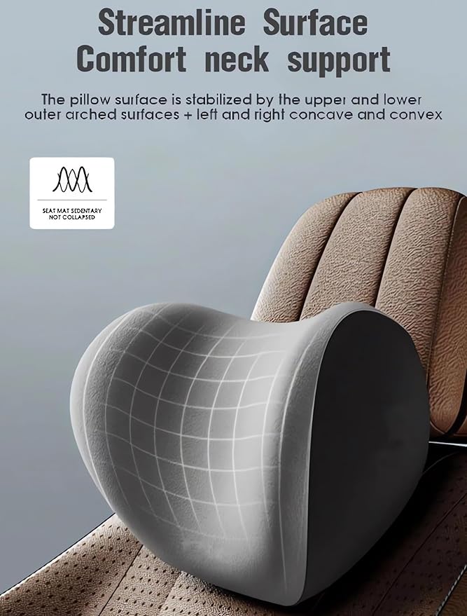 Car Headrest & Lumbar Support Cushion 2025 Upgrade Comfort Memory Foam Car Backrest and Neck Pillow Ergonomic Car Headrest & Lumbar Support for Driving Car Support Cushion for Office Chair Car (Brown)