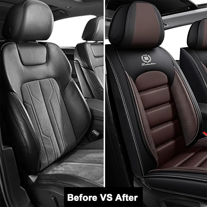 AREKA 2 Seat Covers for Honda Civic 2002-2026 Breathable Car Seat Covers,Anti-Slip Waterproof Car Seat Protectors with Airbag,Automotive Vehicle Cushion with Storage Pockets (Standard,Brown)