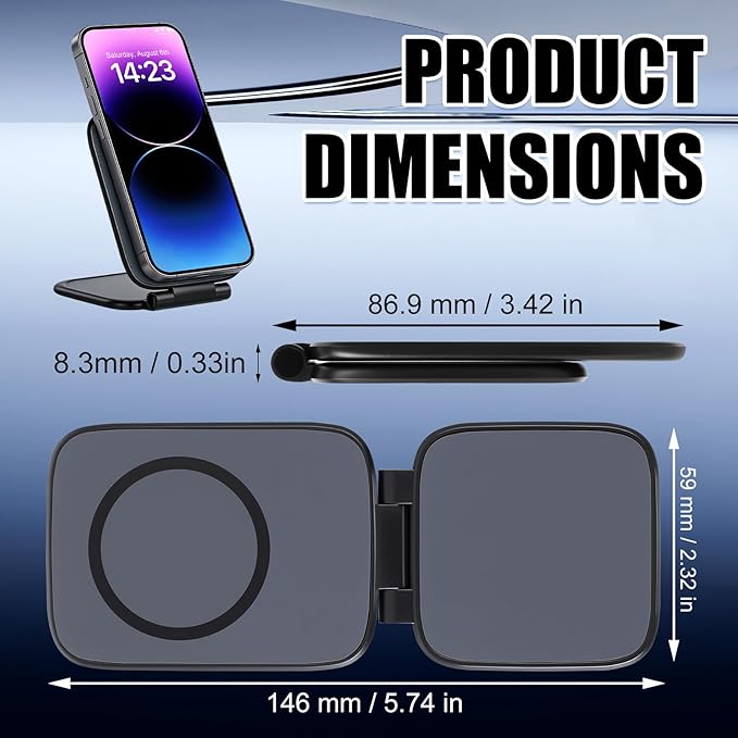 Ultra-Thin Foldable Magnetic Car Phone Mount,Ultrathin Adjustable Magnetic Phone Holder for Car,Portable Foldable Magnetic Phone Mount,270° Foldable Shockproof Phones Mount for All Phone,Laptop,Gym