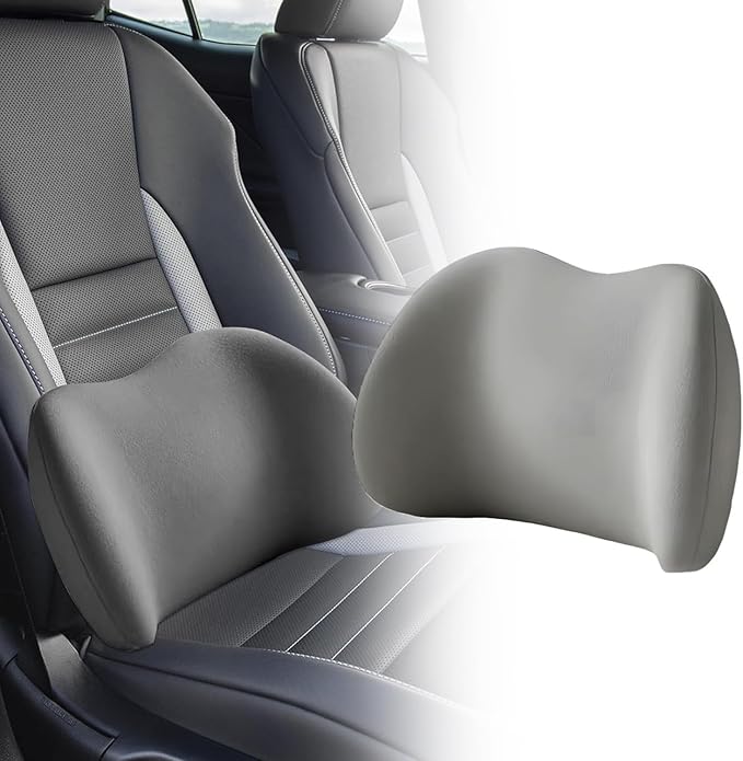 Car Lumbar Support Pillow and Car Neck Pillow for Mercedes-Benz ML-Class (W164), Ergonomic Car Seat Headrest Lumbar Cushion for Back Pain Relief,Black-Lumbar Cushion