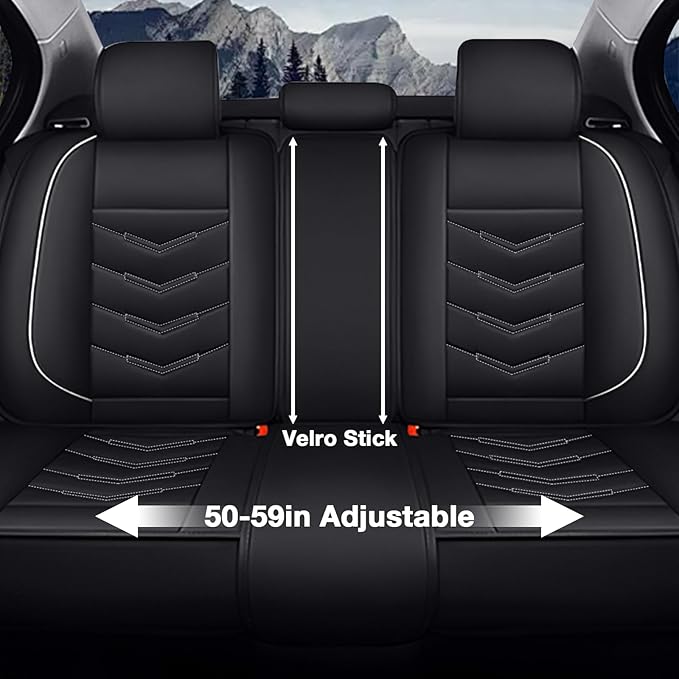 MVRVMV Luxury Car Seat Covers for Honda Pilot 2010-2026, Nappa Leather Auto Seat Cover with 2 Neck Pillows and 2 Lumbar Supports (5 Seat Luxury, Black-White)