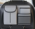 Premium Leather Car Seat Back Organizer with Cup and Tissue Holder, Multi-Pocket Storage with Adjustable Straps for SUVs, Trucks, Sedans (Grey)