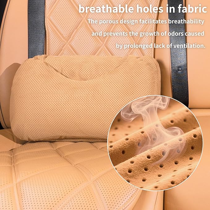 Car Lumbar Support Pillow, Soft Suede Back Support Pillow, Back Pain Relief Improve Posture, Lumbar Support Pillow for Car,Office, Driving, Traveling (Palomino Brown)