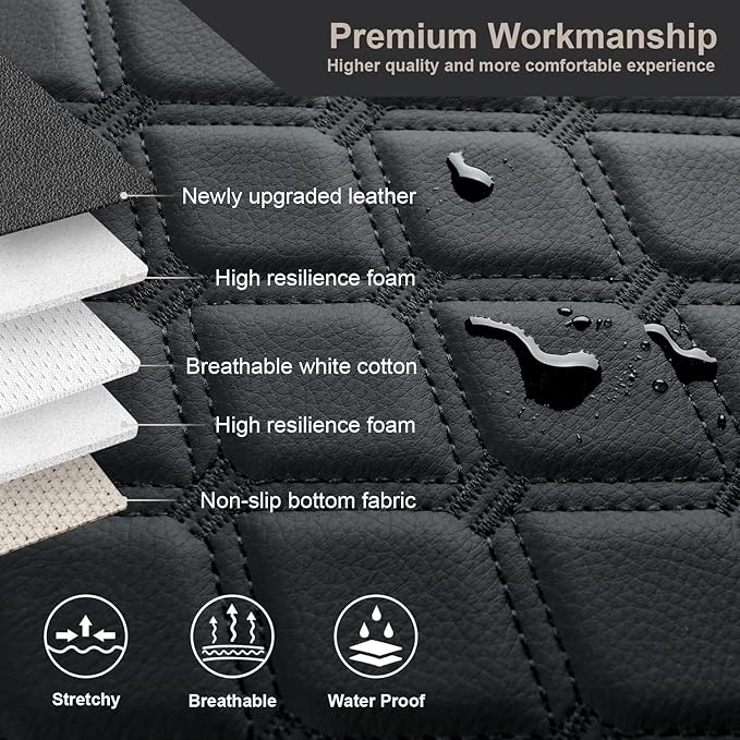 GIANT PANDA Custom Car Center Console Armrest Cover Fit 2014 2015 2016 2017 2018 Subaru Forester,Waterproof Faux Leather Middle Console Cover Protector - Full Protection - Black