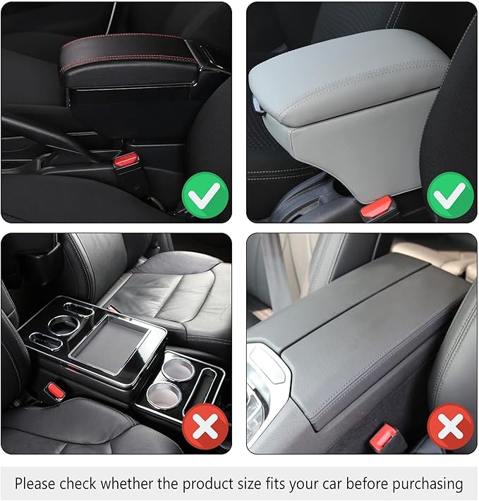 Car Armrest Pads for Hyundai Santa Fe Sport 2013 2014 2015 2016 2017 2018,Leather Center Console Covers Waterproof Anti-Slip Scratch Comfortable Automobile Protective Accessories,Brown