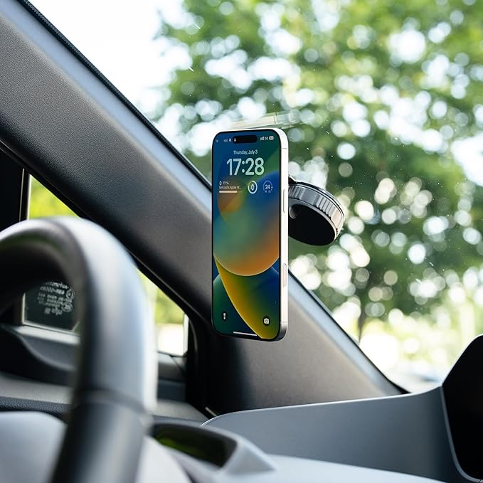 Vacuum Magnetic Phone Holder – 360-Degree Rotating Magnetic Suction Phone Mount for Car, Windshield, Gym, Outdoor – Strong Hold Cellphone Car Holder – Compatible with MagSafe