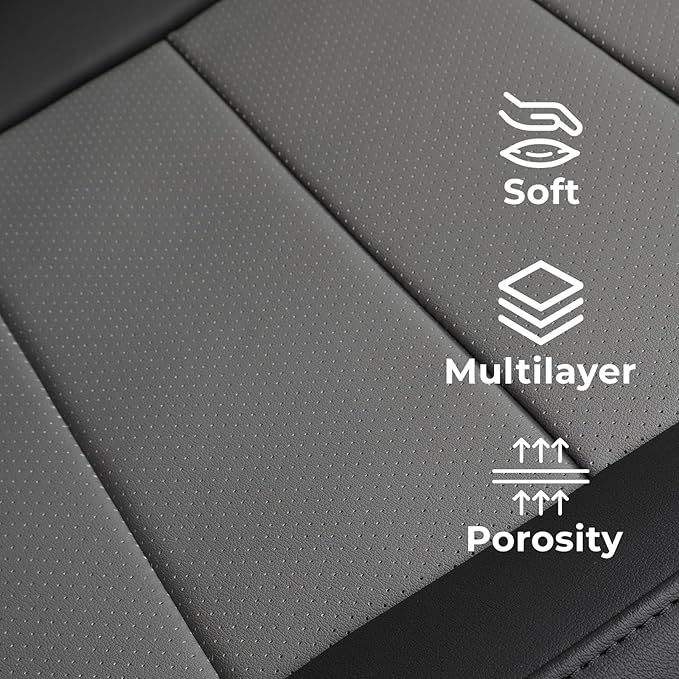 coverdream Highlander Leather Seat Covers Full Set for 2020-2026 Toyota Highlander SUV Seat Cushion,2nd-Row 40/60 Split Bench Seats,Fully Covered,Luxury Waterproof Car Seat Protector (Black/Gray)