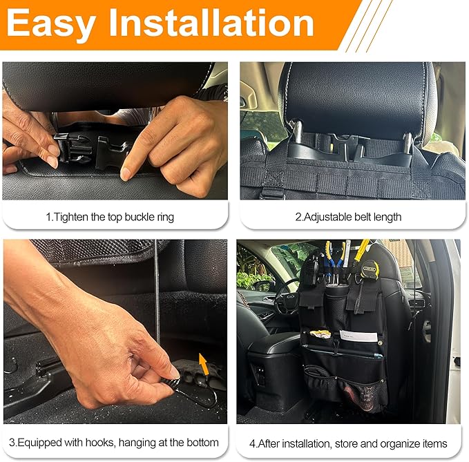 STOLCA Car Seat Back Organizer with Multiple Storage Pockets, Black Mesh and Fabric, Universal Fit