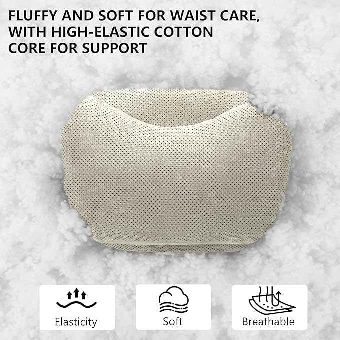 Car Lumbar Support Pillow, Suede Car Seat Back Support Pillow for Driving Lower Back Support Cushion for Pain Relief, Universal for Cars SUVs Sedan Home Office (Beige)