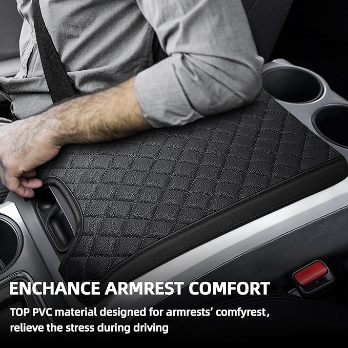 Center Console Cover Compatible with 2009-2014 Ford F150, PVC Leather Middle Console Cover Seat Box Lid, Armrest Box Protective Cushion Pad, Customized Truck Accessories