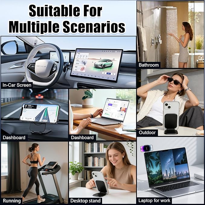 Ultra-Thin Foldable Magnetic Car Phone Mount,Ultrathin Adjustable Magnetic Phone Holder for Car,Portable Foldable Magnetic Phone Mount,270° Foldable Shockproof Phones Mount for All Phone,Laptop,Gym