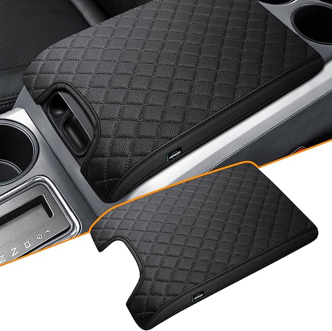 Center Console Cover Compatible with 2009-2014 Ford F150, PVC Leather Middle Console Cover Seat Box Lid, Armrest Box Protective Cushion Pad, Customized Truck Accessories