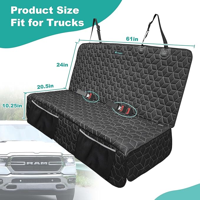 Meginc Dog Car Seat Covers for Back Seat,Waterproof Pet Bench Seat Covers for Trucks Ford f150/Ram1500/Nissan Frontier/Toyota Tacoma/GMC Canyon/Silverado Scratch Nonslip Truck Seat Cover for Dogs