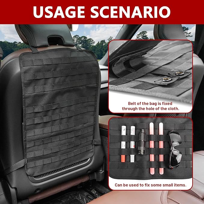 Z8 Tactical Car Seat Back Organizer with 5 Detachable Molle Pouches - Universal Fit for Most Vehicles