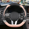 Cute Steering Wheel Cover D Shape for Women Men Breathable Universal 15 inch,Black and Pink