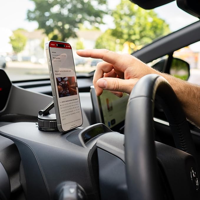 Vacuum Magnetic Phone Holder – 360-Degree Rotating Magnetic Suction Phone Mount for Car, Windshield, Gym, Outdoor – Strong Hold Cellphone Car Holder – Compatible with MagSafe