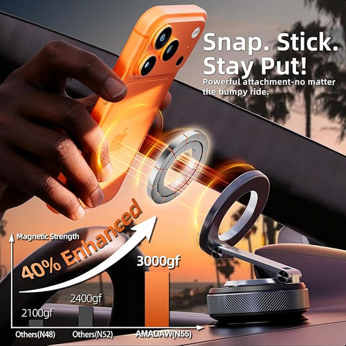 2026 Upgraded Magnetic Phone Holder for Car [Strongest Magnet Power & Premium Aluminum Alloy] 360° Adjustable Car Phone Mount for Magsafe, Cell Phone Holders for iPhone 17 Pro Max 16-12 Series