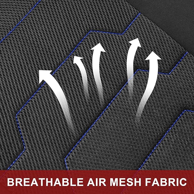 CAROMOP Breathable Car Seat Cover 2 Front Seats, 3D Air Mesh Cloth Seat Covers for Cars, Universal Fit Automotive Car Interior Covers for SUV Vans Sedans Trucks (Black/Blue)