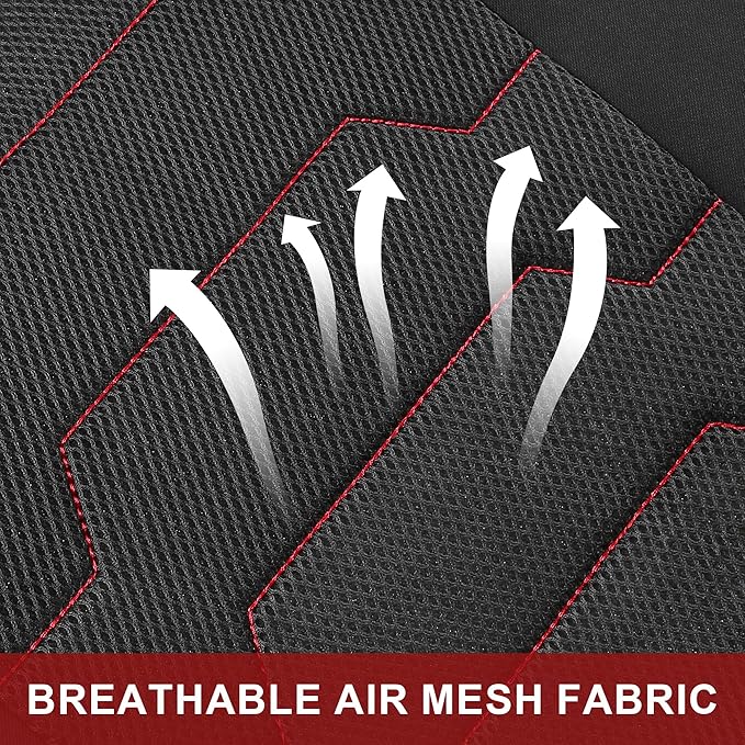 CAROMOP Breathable Car Seat Cover 2 Front Seats, 3D Air Mesh Cloth Seat Covers for Cars, Universal Fit Automotive Car Interior Covers for SUV Vans Sedans Trucks (Black/Red)