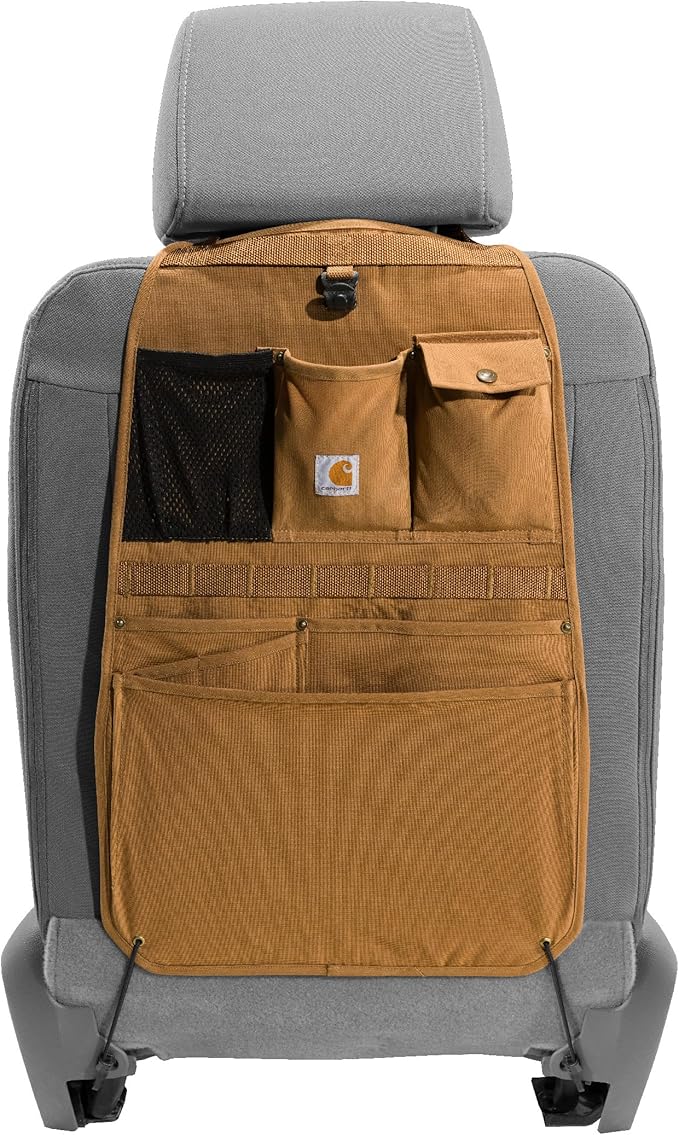 Carhartt Universal Nylon Duck Automotive Seat Back Organizer, Organization for Work and Kids, Carhartt Brown