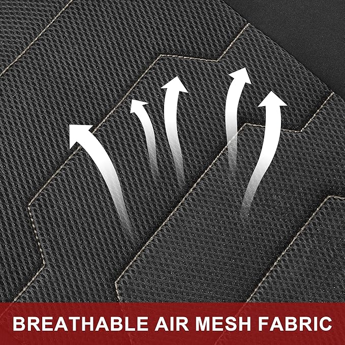 CAROMOP Breathable Car Seat Cover 2 Front Seats, 3D Air Mesh Cloth Seat Covers for Cars, Universal Fit Automotive Car Interior Covers for SUV Vans Sedans Trucks(Black/Beige)