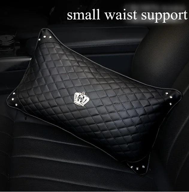 PU Leather Bling Rhinestone Crown Steering Wheel Cover - Black
