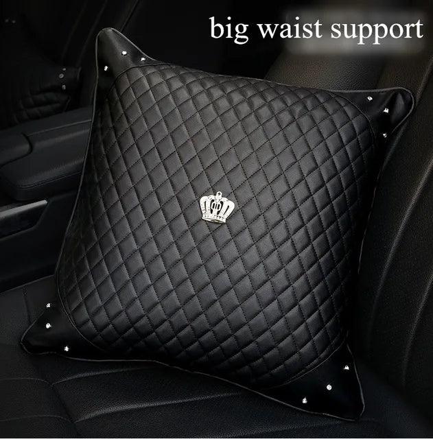 PU Leather Bling Rhinestone Crown Steering Wheel Cover - Black