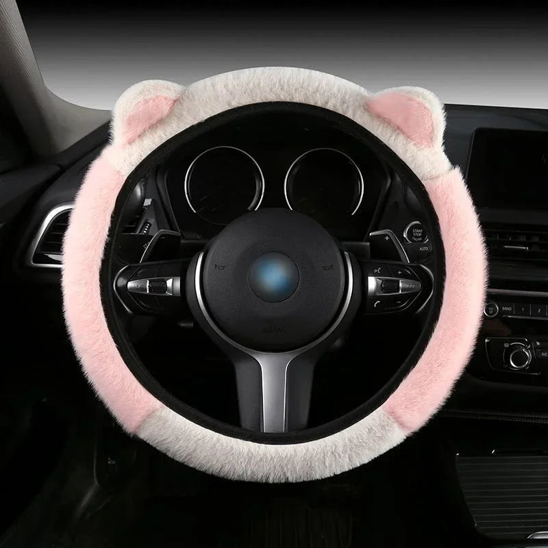 Plush Cat Ear Universal Steering Wheel Cover