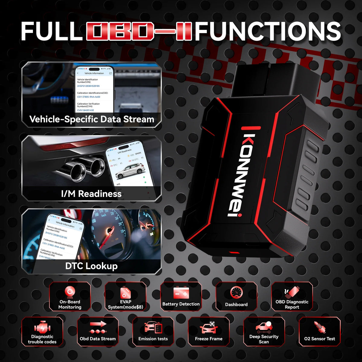 KONNWEI Bluetooth OBD2 Scanner – Wireless Car Diagnostic Tool with App Support