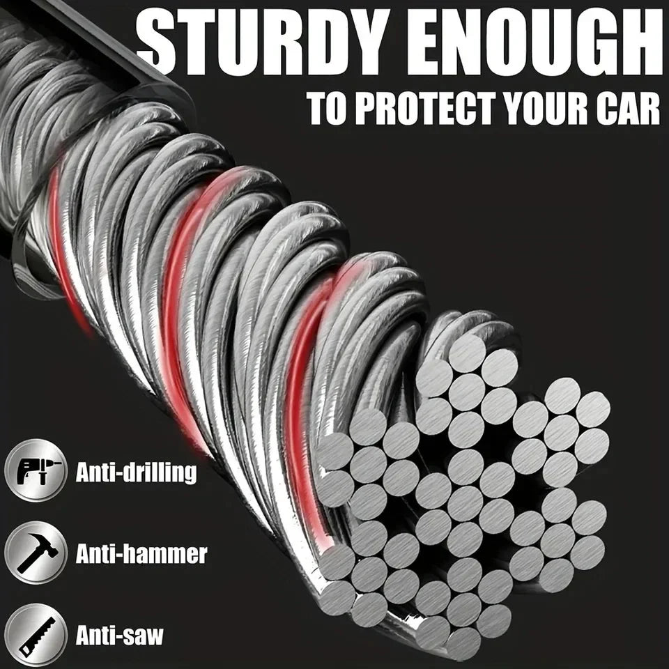 Car Steering Wheel Lock – Universal Anti-Theft Steel Cable Security Device for Cars, SUVs & Trucks