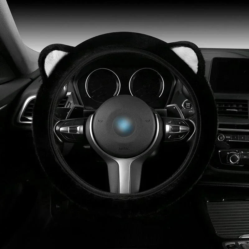 Plush Cat Ear Universal Steering Wheel Cover