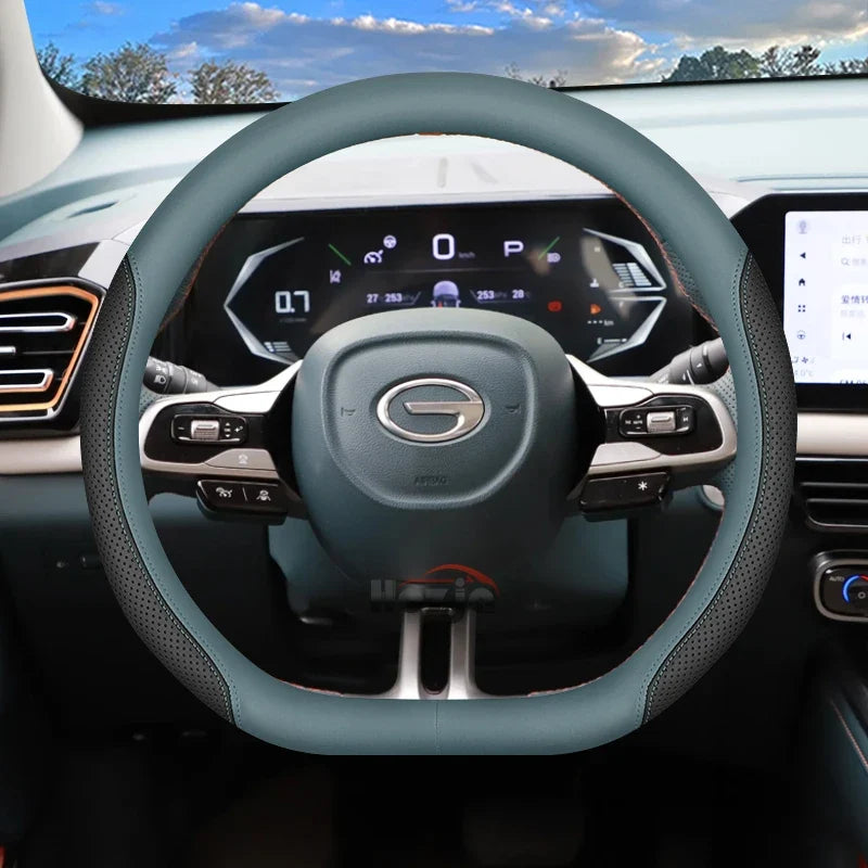 D Type Leather Steering Wheel Cover for GAC GS3 Emzoom Empow