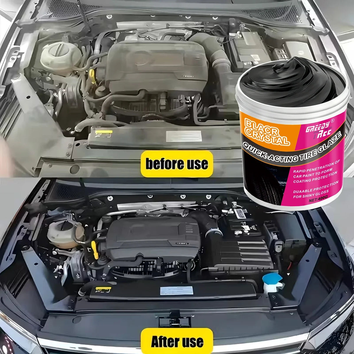 All-in-One Plastic & Rubber Repair Cream – Black Restoration Polish for Trim, Tires & Interior Surfaces