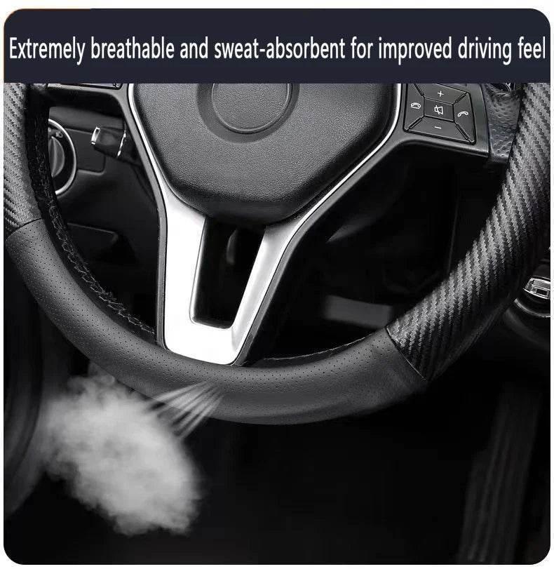 Changan Carbon Fiber Leather Steering Wheel Cover with 3D Logo